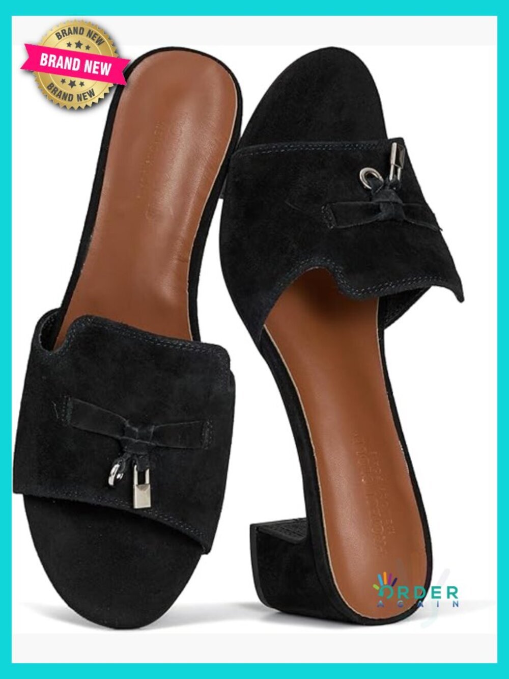 Genuine Leather Slide Sandals with Memory Foam Insole and Non-Slip Outsole